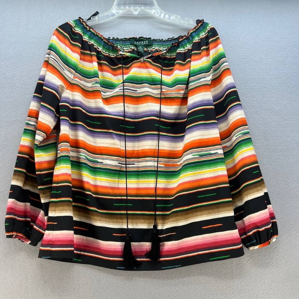 Lauren Ralph Lauren Southwest Women's Off the Shoulder Boho Blouse Size XS - Picture 3 of 9